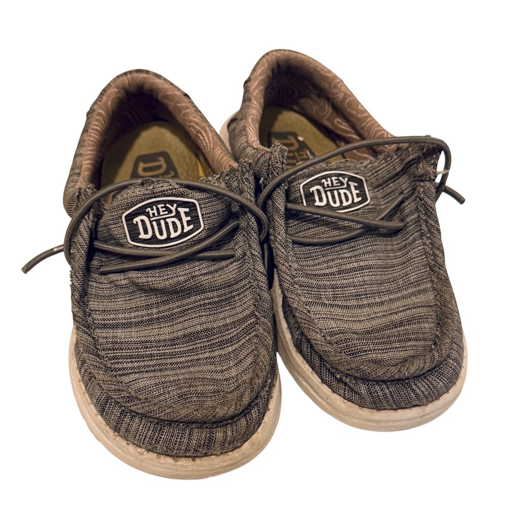 Hey Dude Wally Toddler Grey Linen Blend Slip On Loafer Shoes Size K9